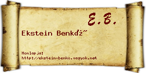 Ekstein Benkő névjegykártya